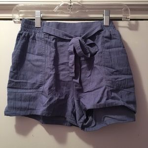 Blue flowy tie waist shorts